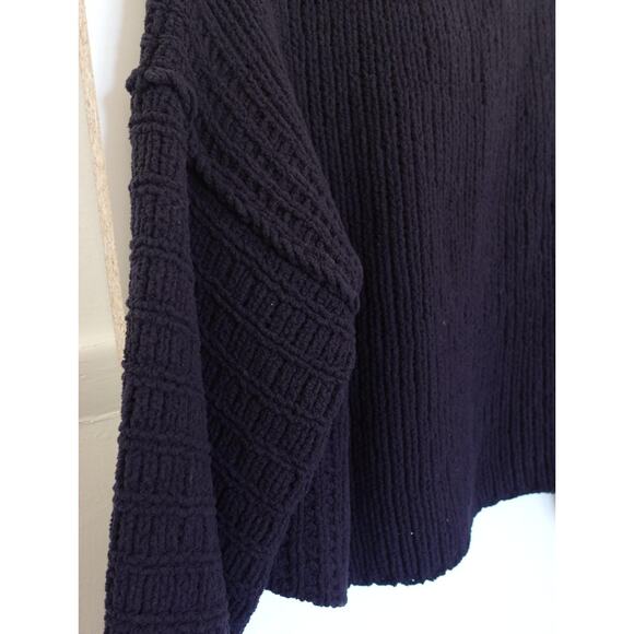 Free People Sweater XS Black Be Yours Cowl Neck Chunky Knit Cropped Boxy Cozy - Picture 4 of 9
